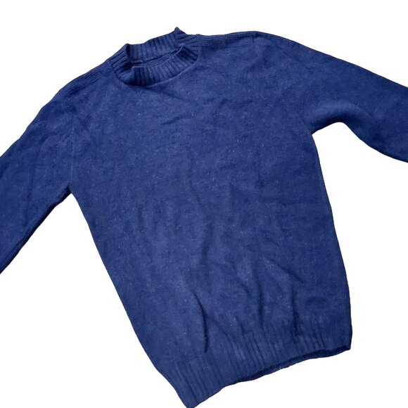 Vintage 1940s-1950s Royal Blue Long Sleeve Knit Crewneck Sweater Sz XS - Picture 2 of 6